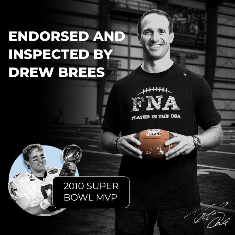 PlayCoach Youth Football in Junior & Peewee Sizes with 10 Basic Passing Routes for Kids 6 to 12 - Endorsed by Drew Brees, Beach Football, Kids Football, Leather Peewee Size - Image 4